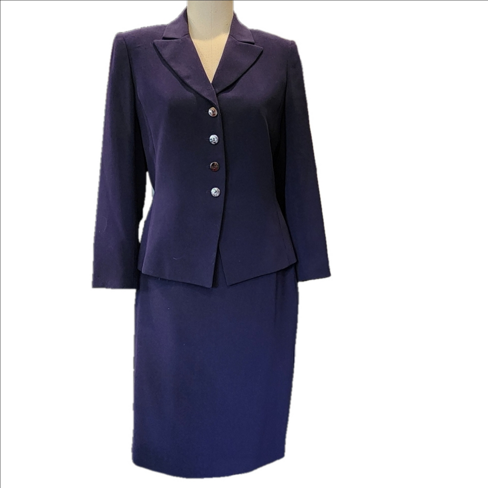 Tahari ASL Women's NAVY JACKET/SKIRT SUIT